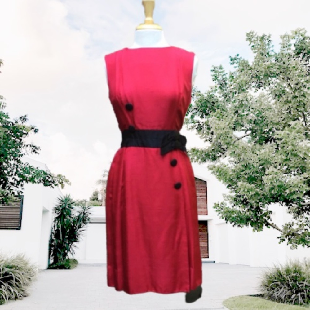 Vintage 1960s Roos Atkins red dress size 6-8